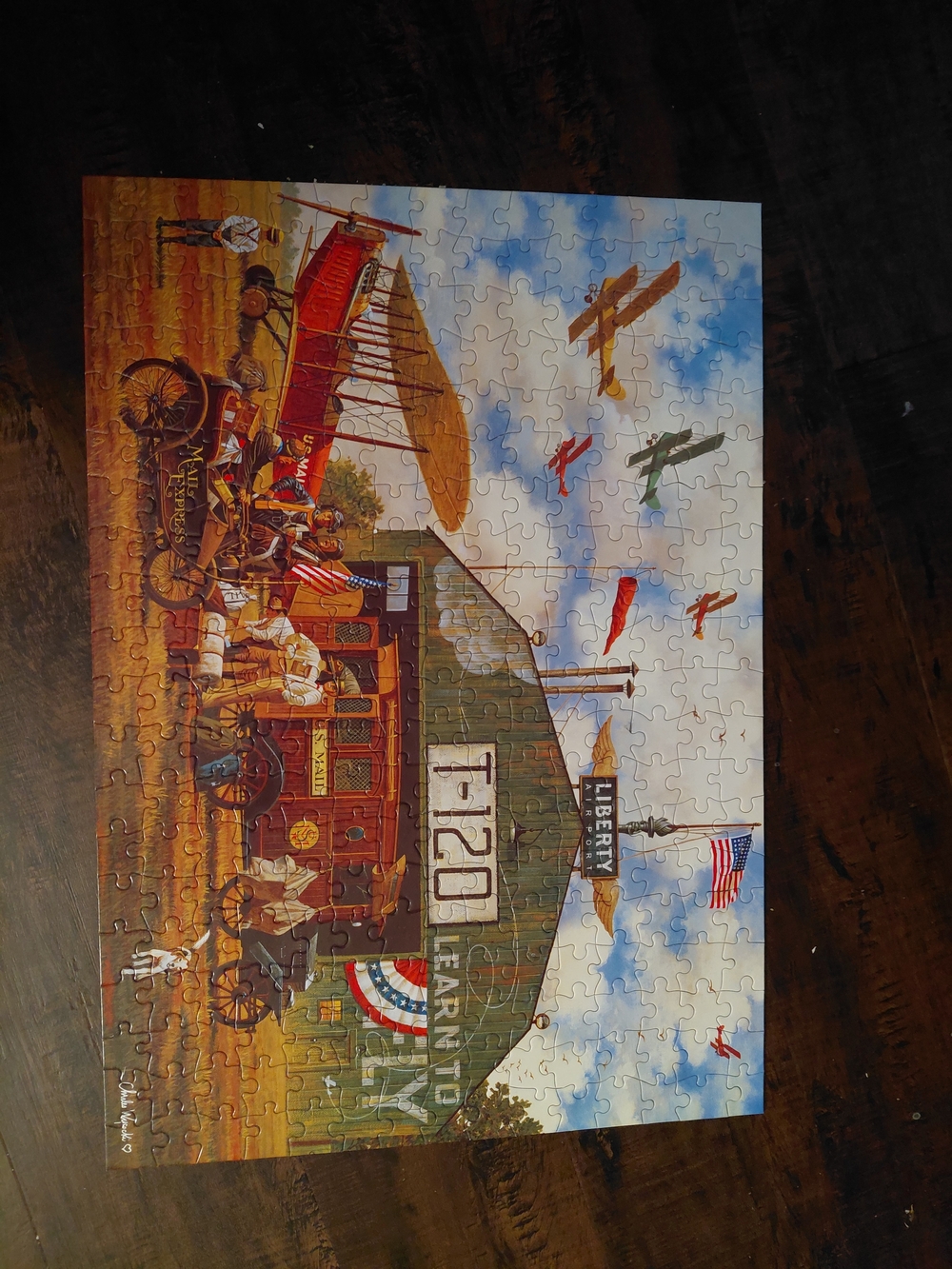 Liberty Vintage Airshow Jigsaw Puzzle - Blue, Red, Green, Brown
